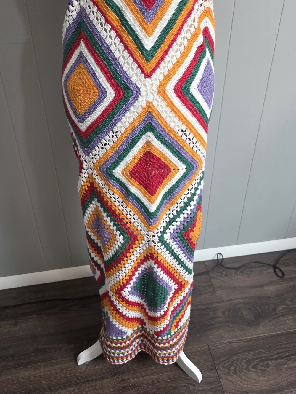 BOHO Crochet Multi Color Maxi Dress Size M - Picture 9 of 9